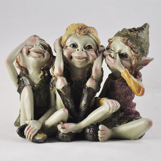 Pixie Hear, See, Speak No Evil Figure Home Or Garden