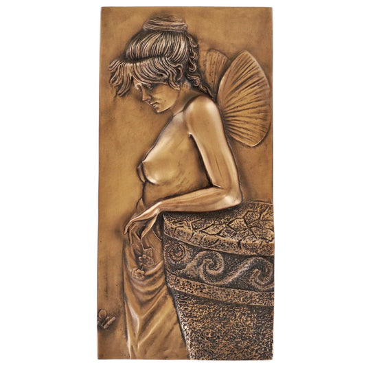 Fairy Thoughtful Cold Cast Bronze Wall Plaque