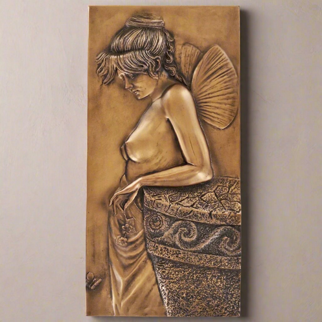 Fairy Thoughtful Cold Cast Bronze Wall Plaque - Present Days