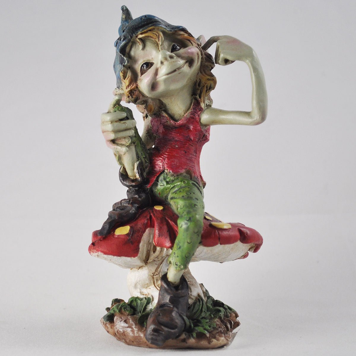 Pixie Sat on Mushrooms Set of 2 Garden Or Home Decor Figurine - Present Days