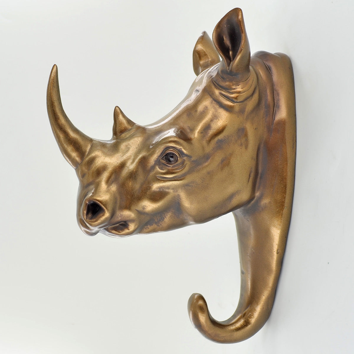Rhino Head Bronze Wall Coat Hook
