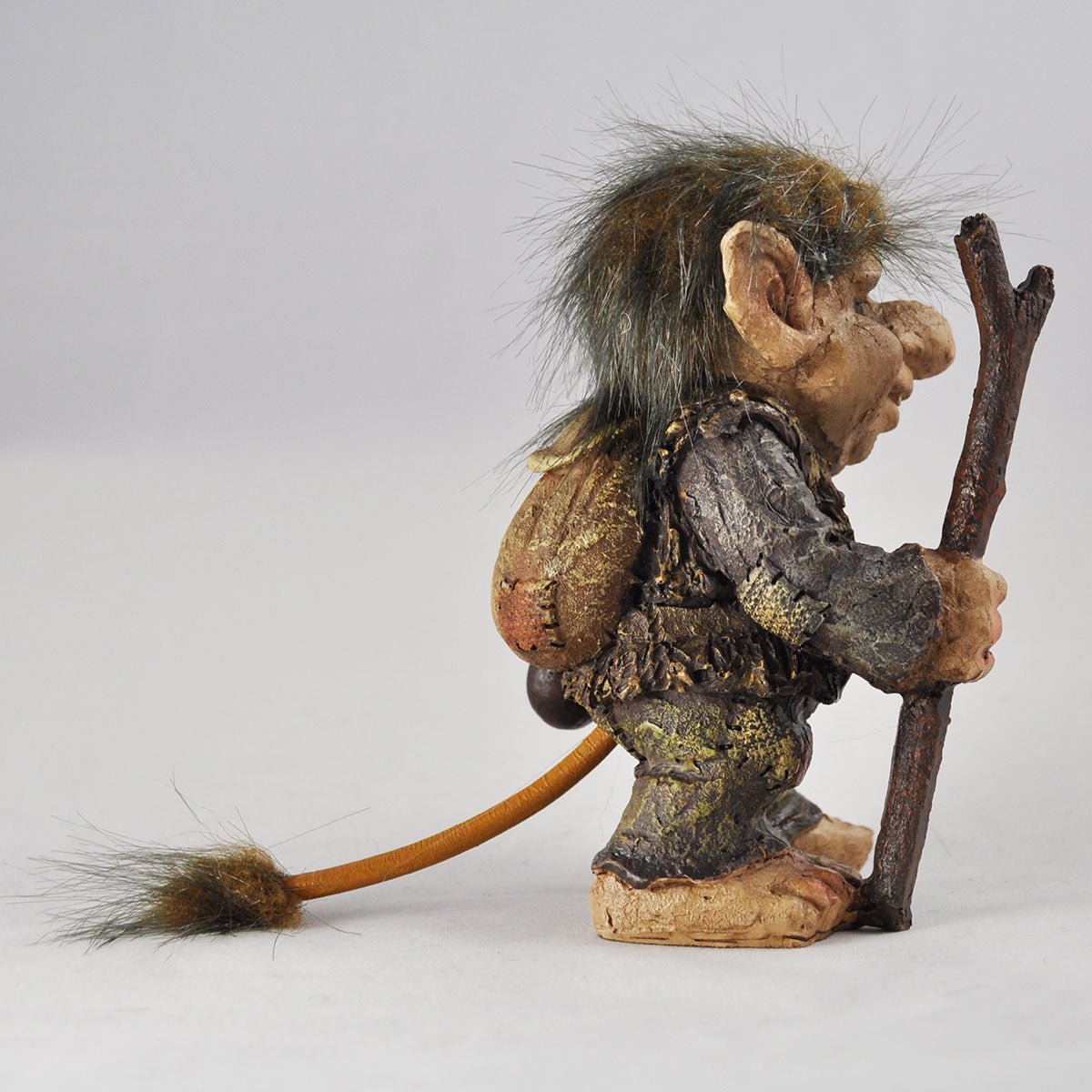 Troll Holding Walking Stick Figure Home Or Garden - Present Days