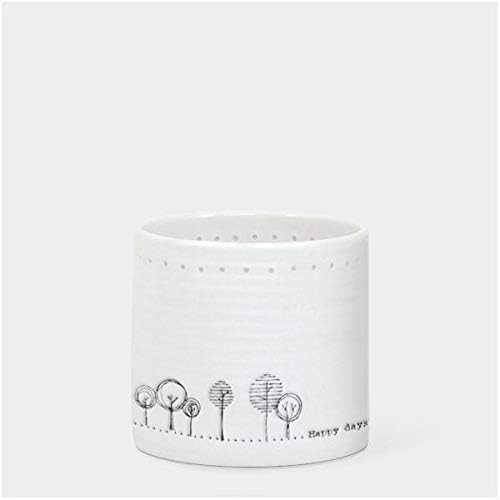East of India Porcelain Tea Light Holder Happy Days