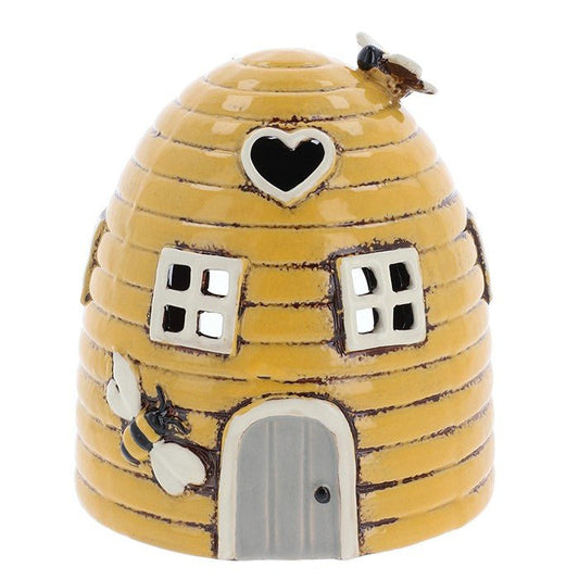 Yellow Beehive Dome Tealight Holder Village Pottery