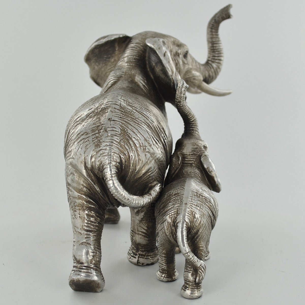 Mother & Baby Elephant Ornament Antique Silver Finish