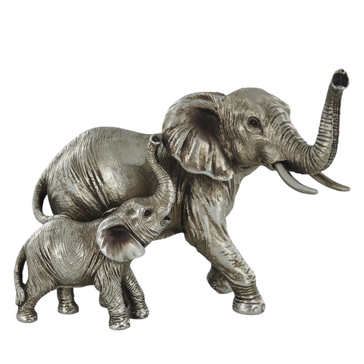 Mother & Baby Elephant Ornament Antique Silver Finish
