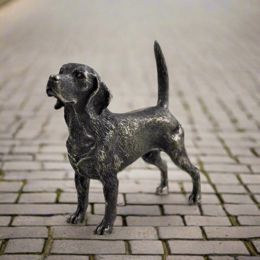 Beagle Dog Figure In Cold Cast Bronze