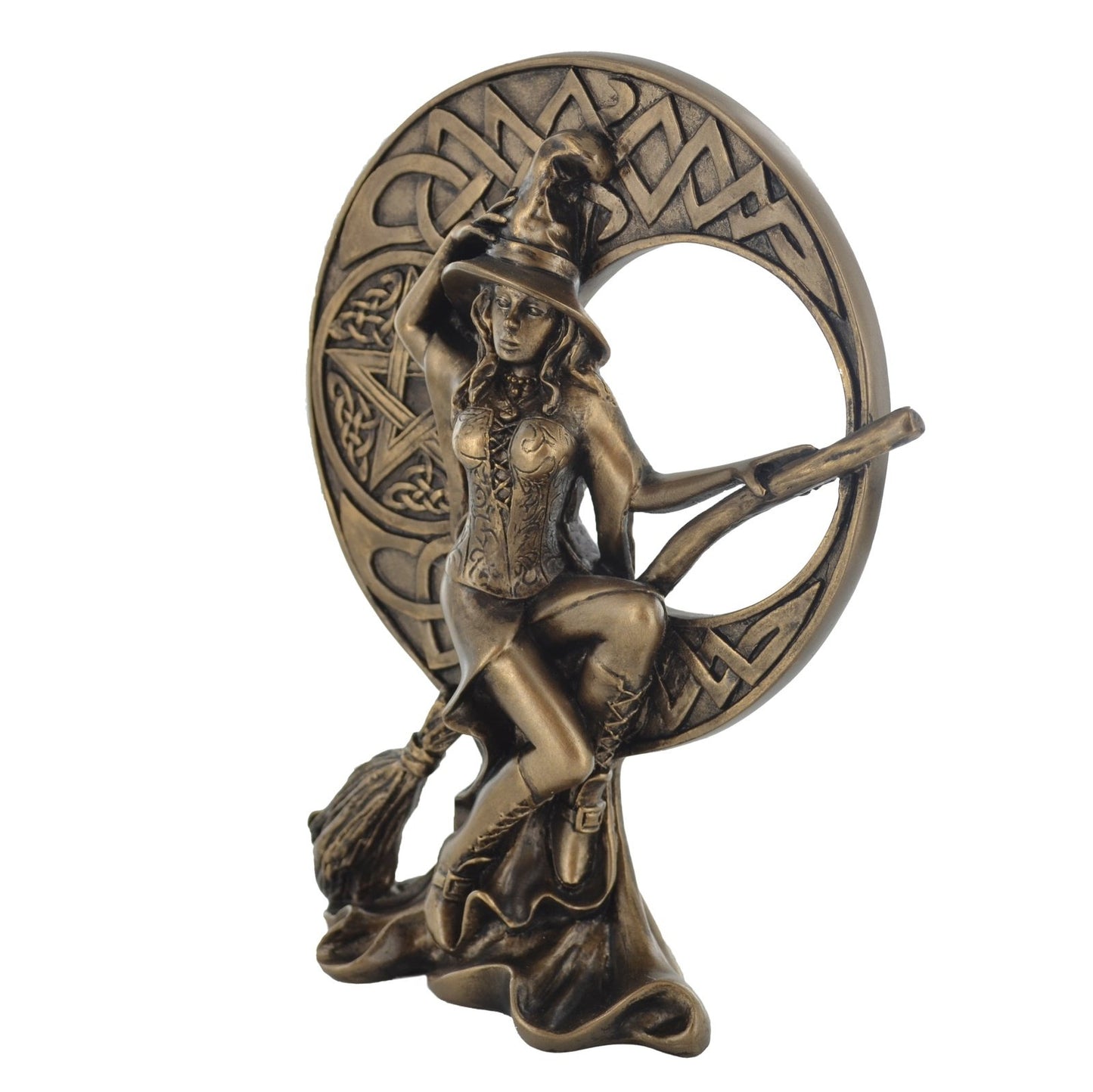 Witch With Celtic Moon Bronze Ornament - Present Days