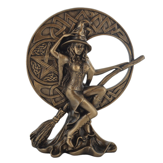 Witch With Celtic Moon Bronze Ornament
