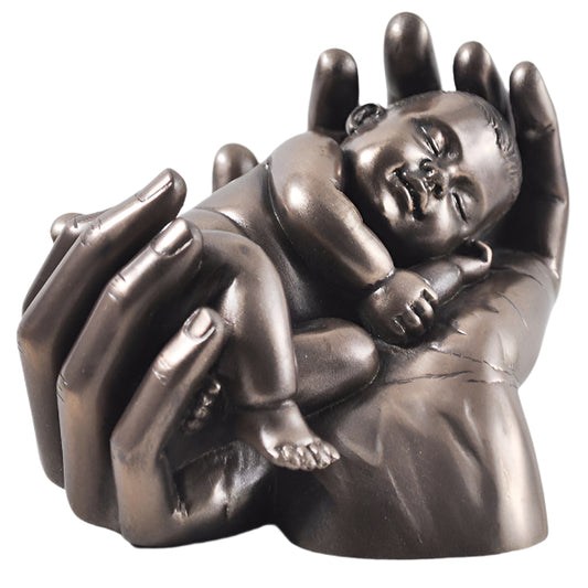 Baby In Hands, Sweet Dreams Cold Cast Bronze Sculpture