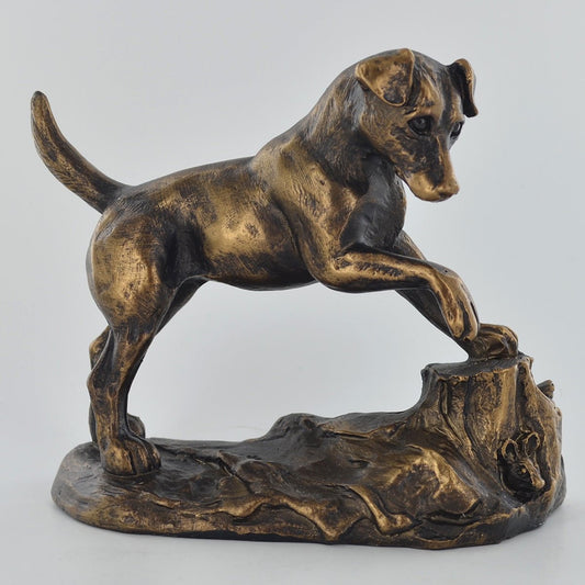 Jack Russell Dog Figure Painted Bronze Resin Sculpture