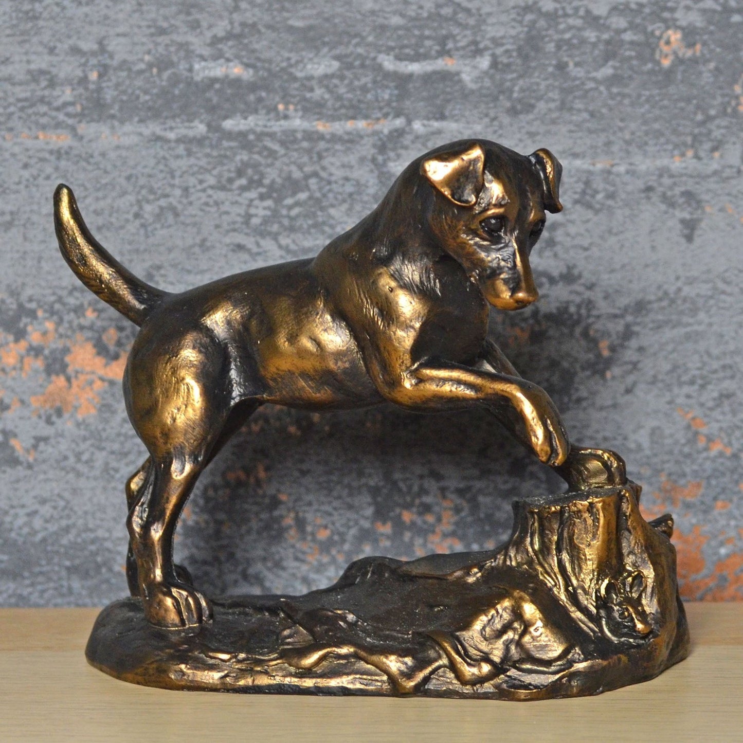Jack Russell Dog Figure Painted Bronze Resin Sculpture