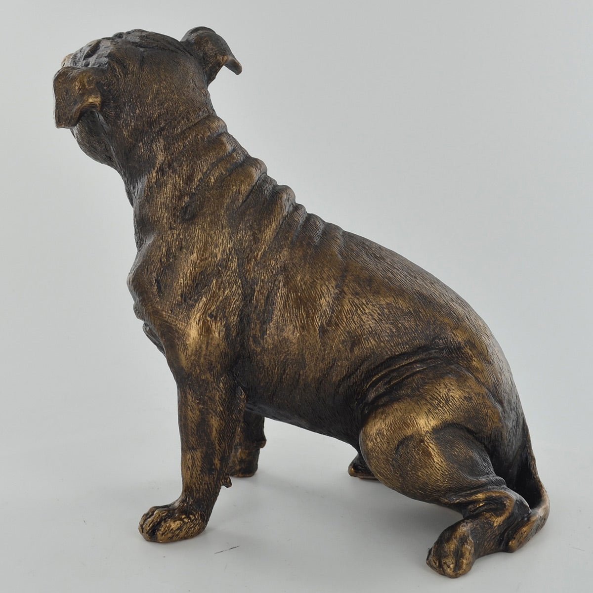 Bull Terrier Sitting Dog Painted Bronze Resin Sculpture