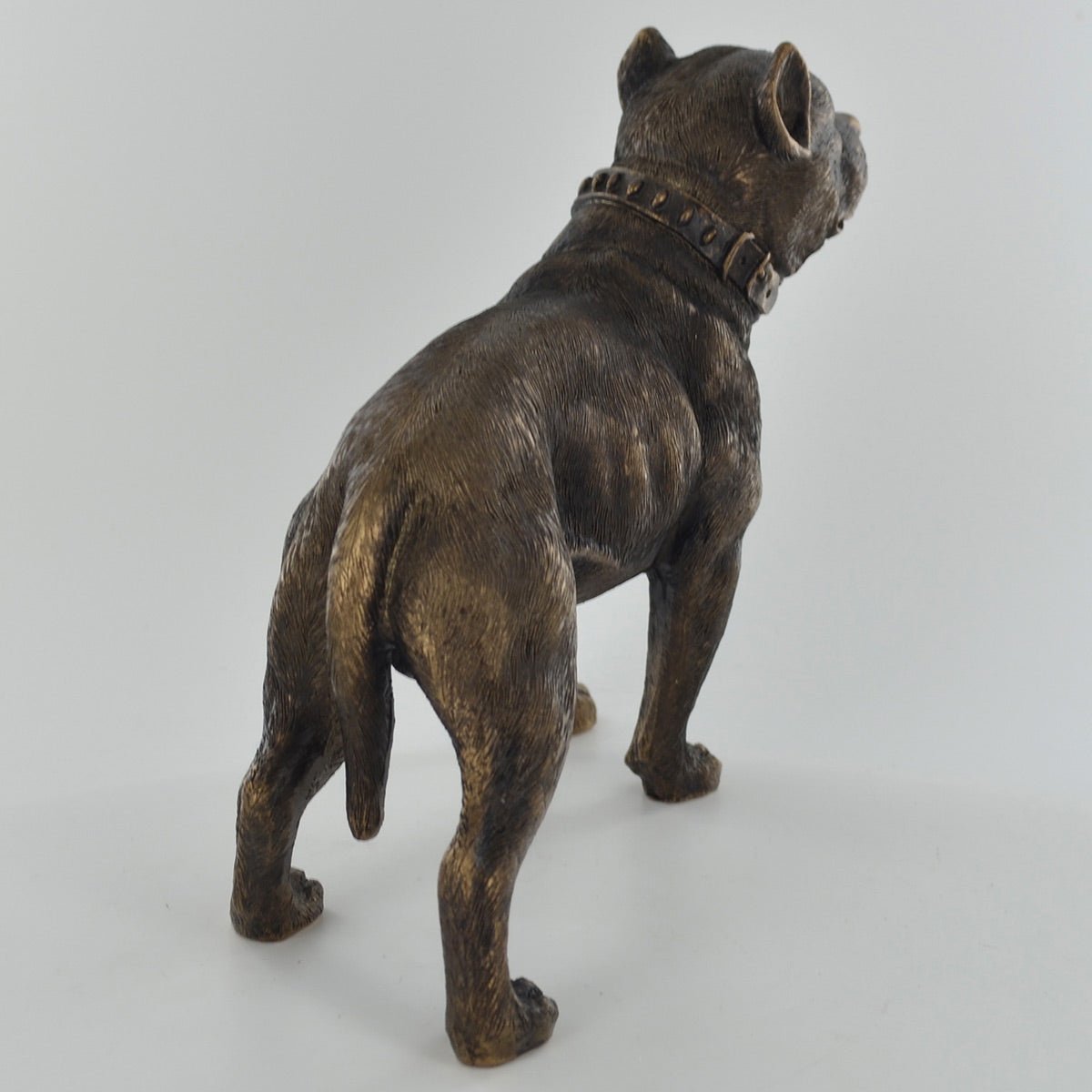 Pit Bull Terrier Dog Painted Bronze Resin Sculpture