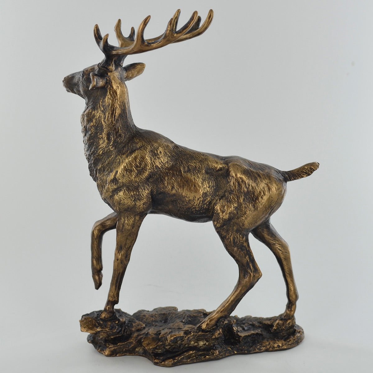 Highland Monarch Stag Painted Bronze Resin Sculpture