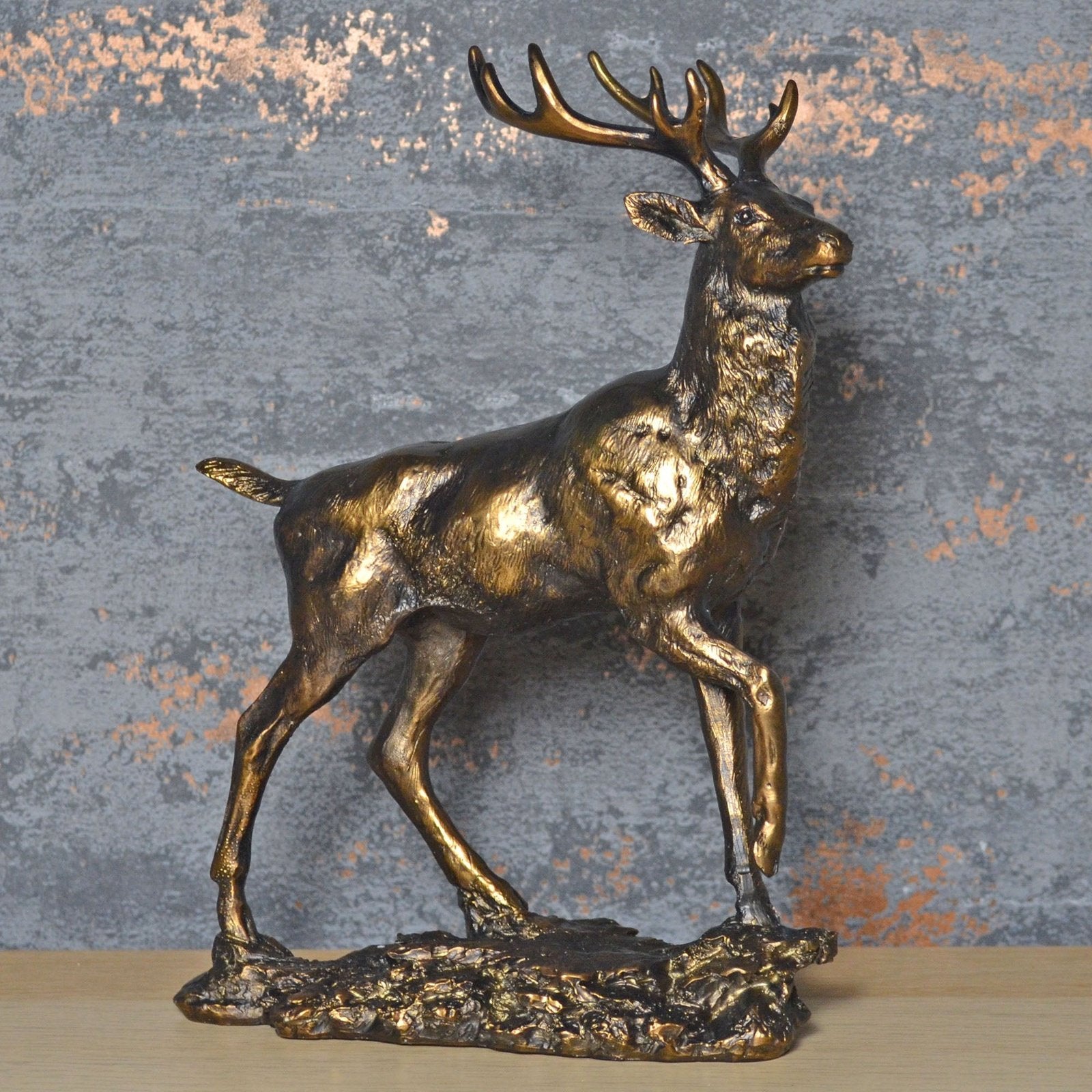 Highland Monarch Stag Painted Bronze Resin Sculpture