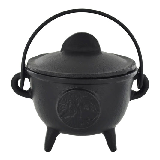 Cast Iron Cauldron Tree Of Life Design With Removable Lid