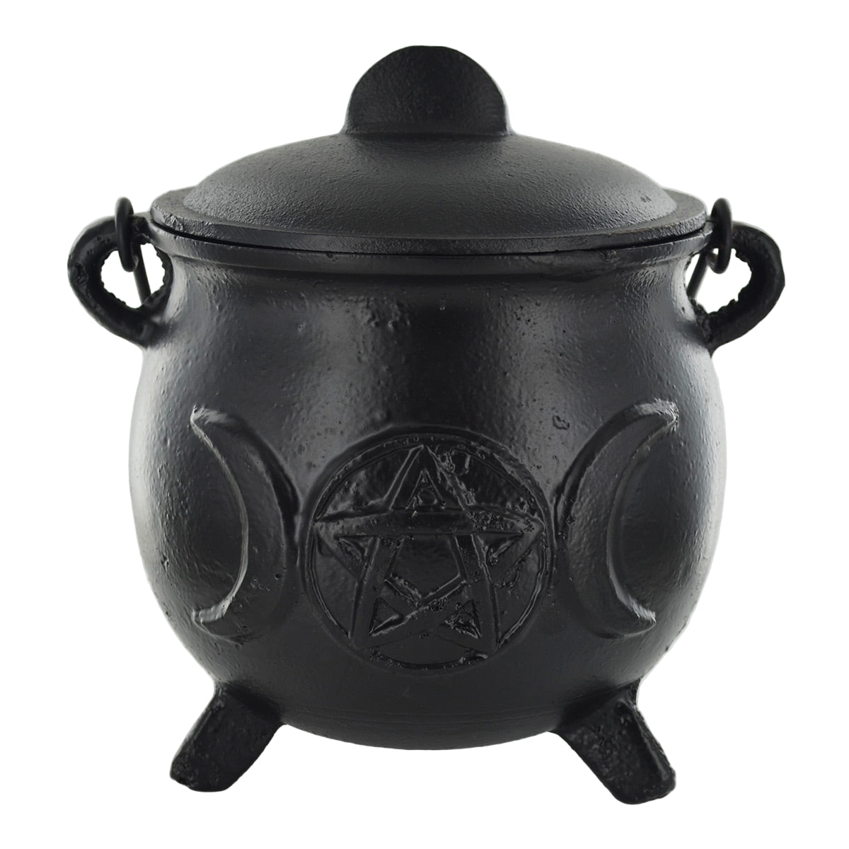 Extra Large Cast Iron Cauldron Triple Moon Design With Removable Lid