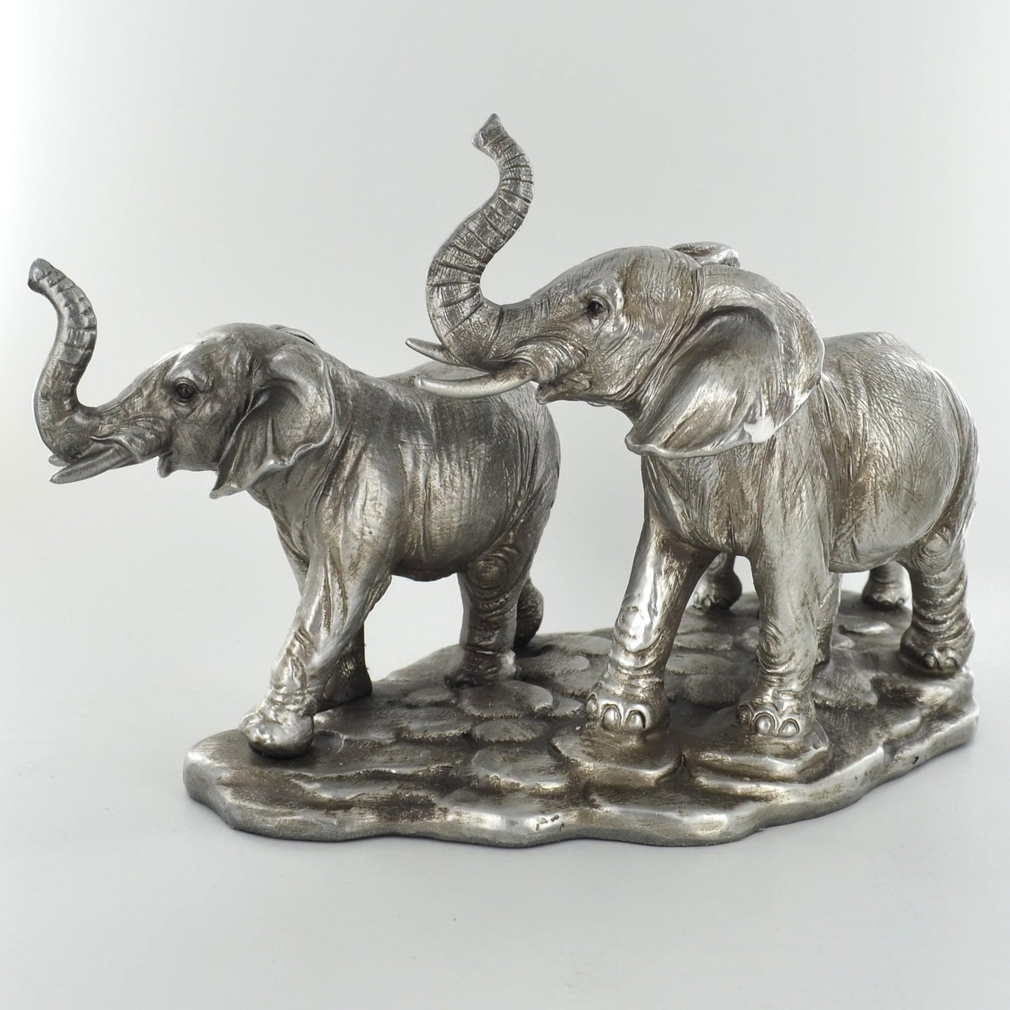 Elephant Family Ornament Antique Silver Finish