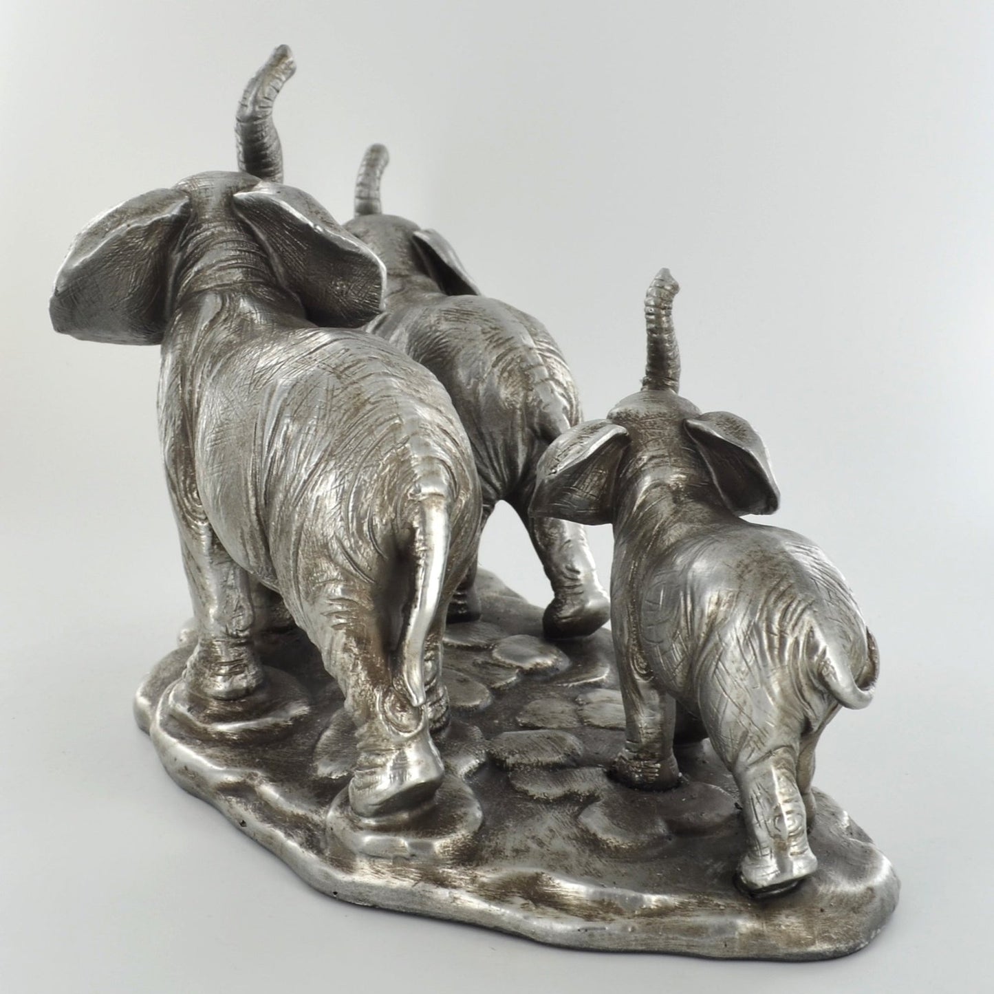 Elephant Family Ornament Antique Silver Finish