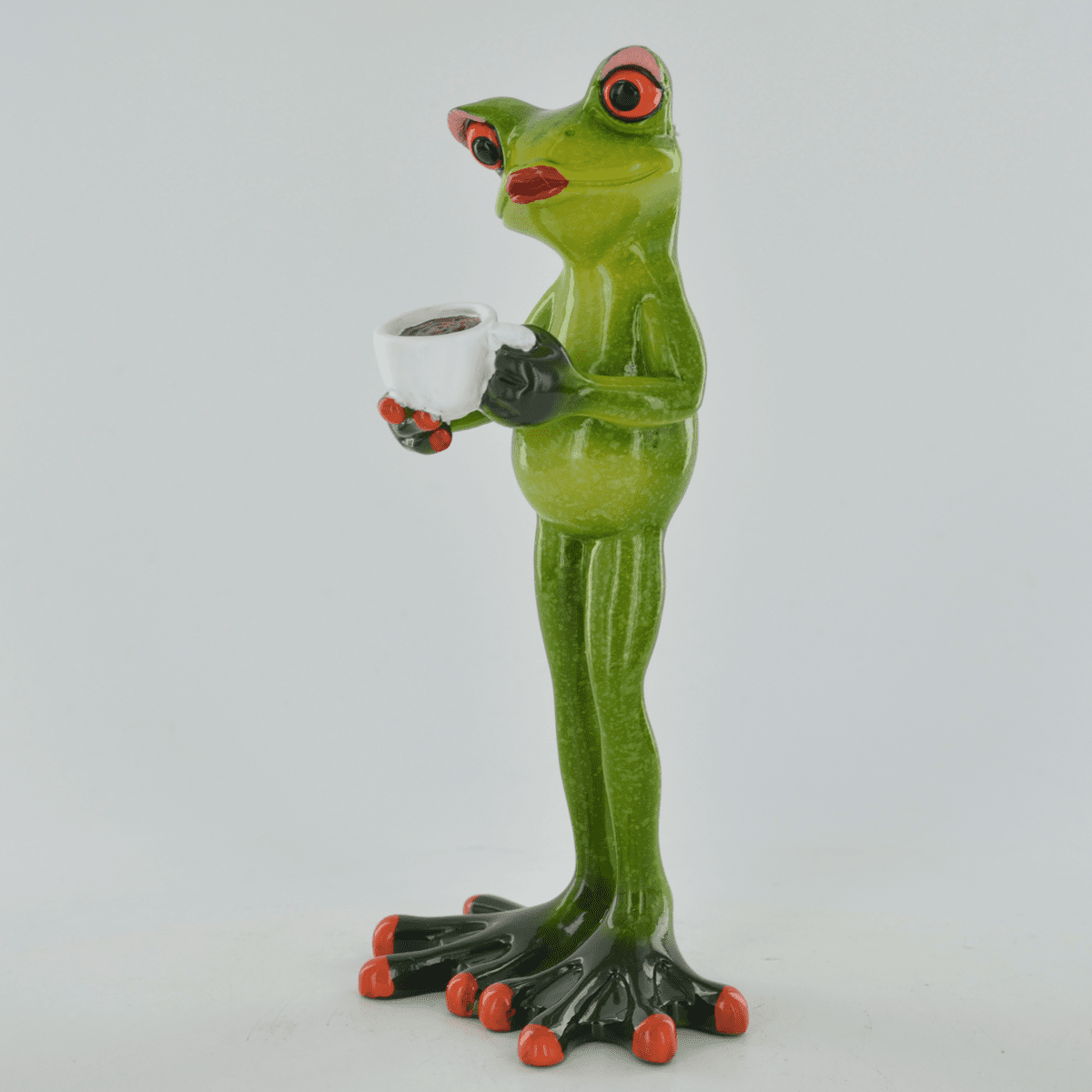 Comical Frog Coffee Break Resin Figurine