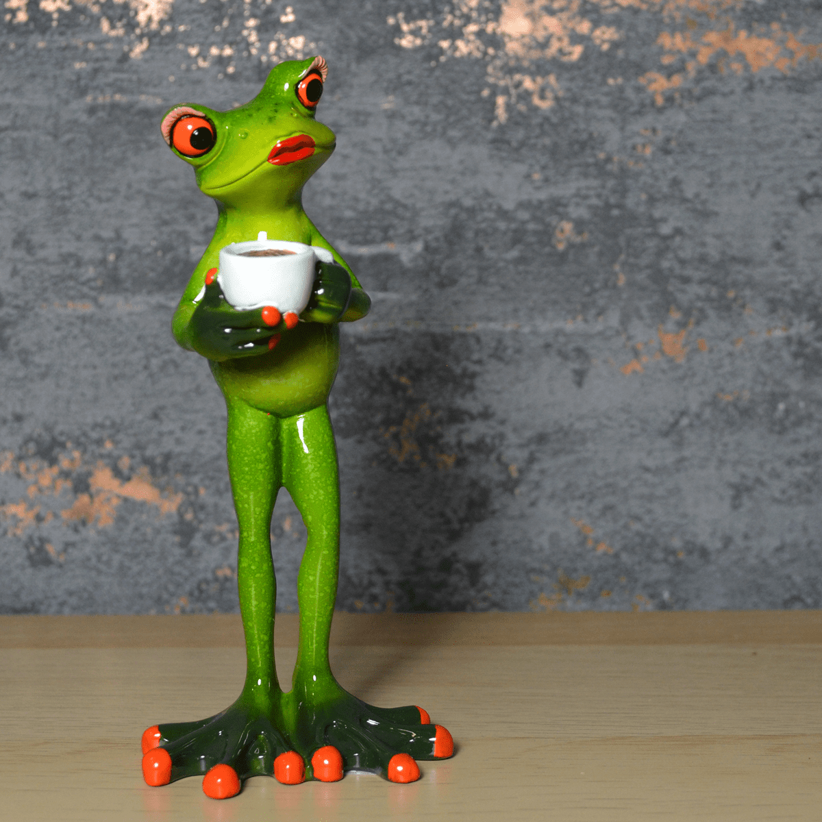 Comical Frog Coffee Break Resin Figurine