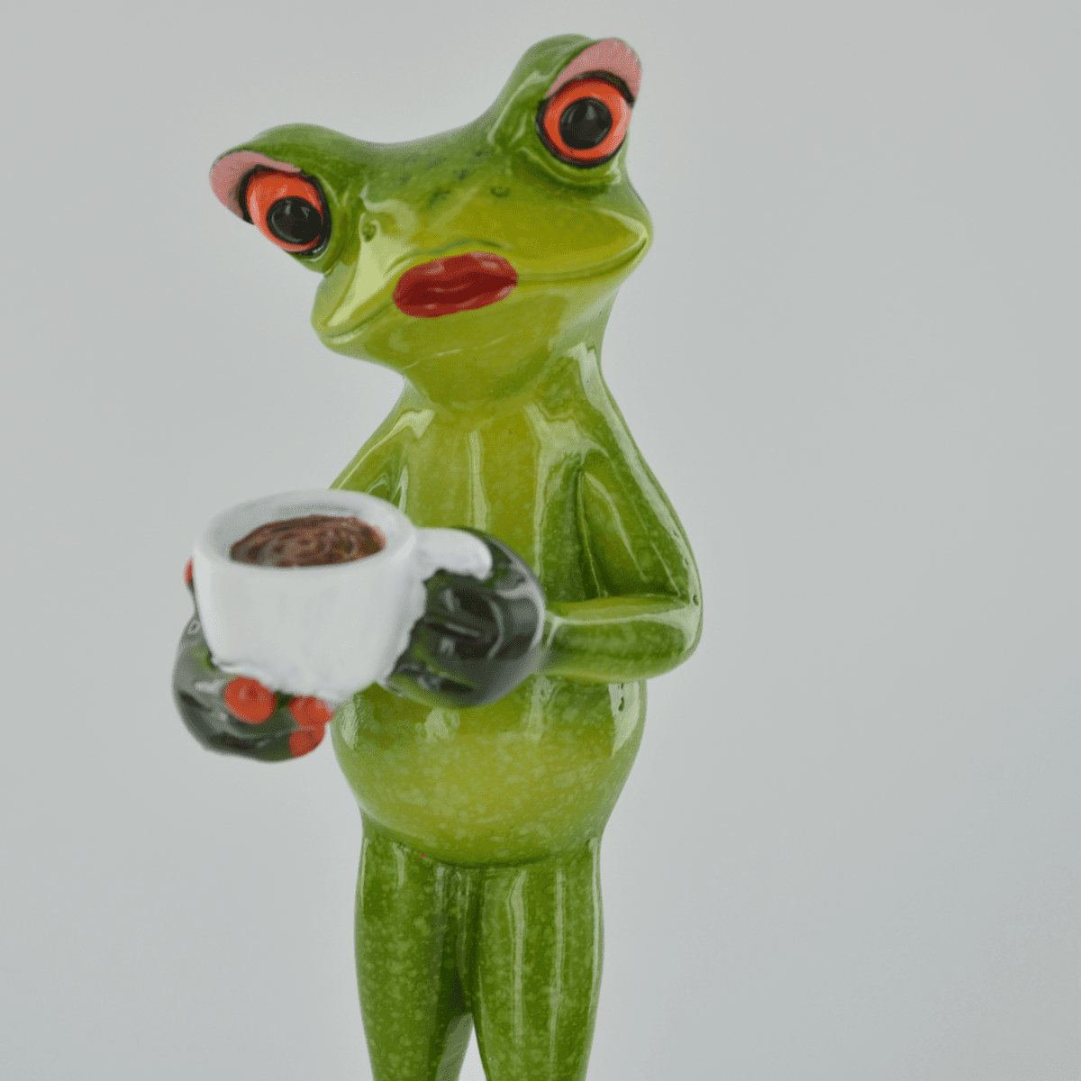 Comical Frog Coffee Break Resin Figurine - Present Days