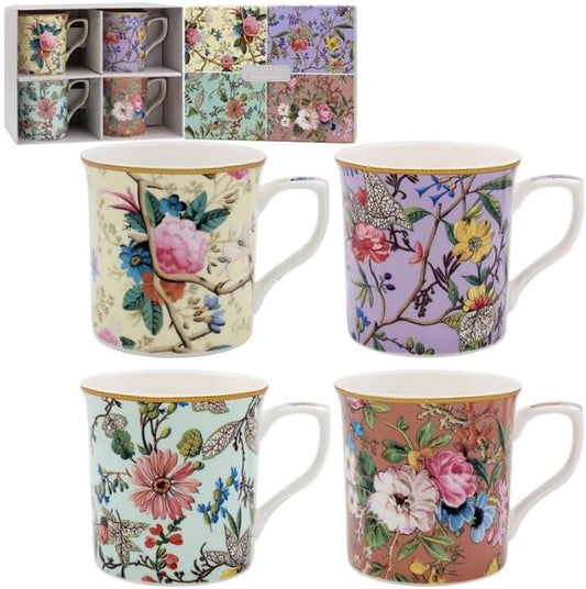 William Kilburn Floral Coffee Or Tea Mug Set In Box Set of 4 Mugs