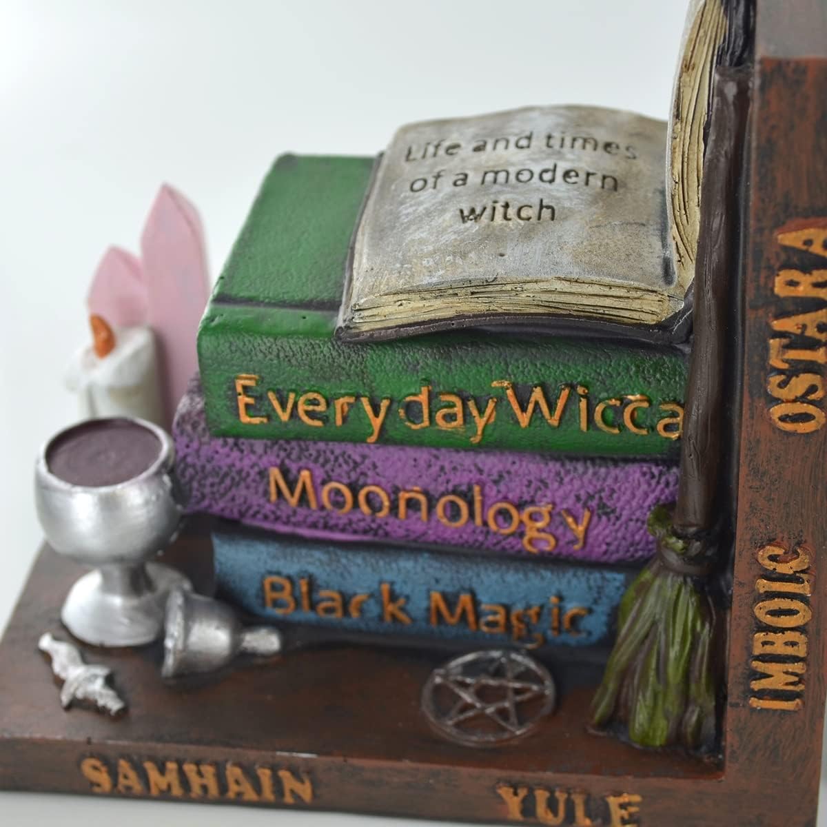 Pair of Book Ends Witches Wiccan Cauldron Book Shelf Tidies