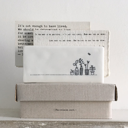 East Of India Porcelain Letter Rack Plant Flower Design