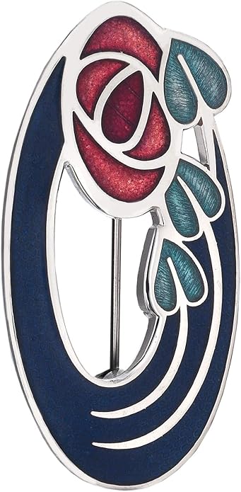 Ladies Enamelled Oval Blue Brooch Mackintosh Inspired