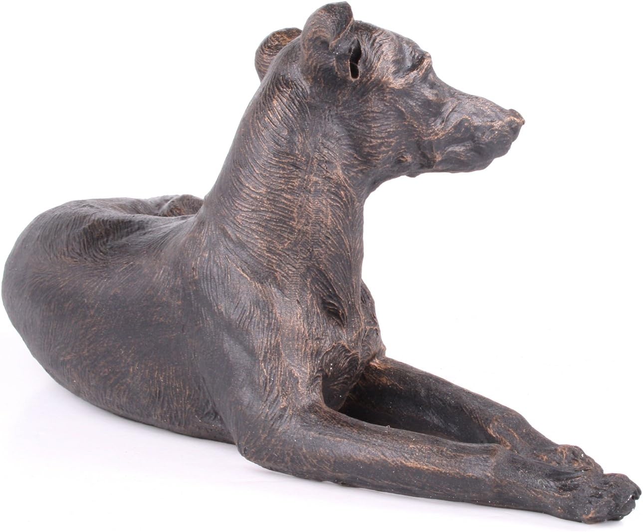 Greyhound Dog Painted Bronze Resin Sculpture Laying Down