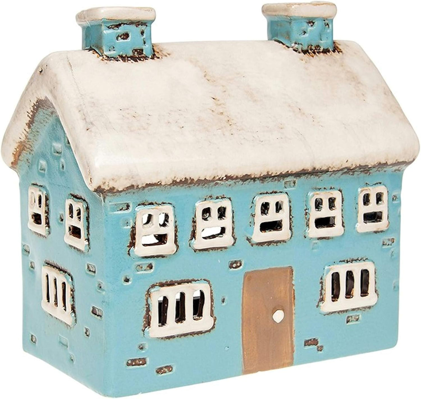 Village Pottery Blue House Tealight Holder - Present Days