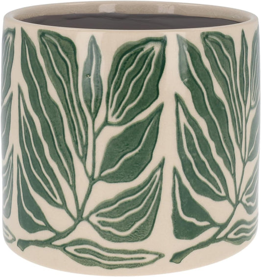 Tropic Leaf Garden Design Planter Pot Green With Neutral Background
