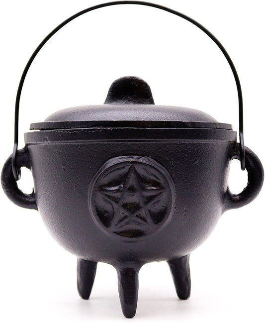 Extra Large Cast Iron Cauldron with Pentagram 15x15cm