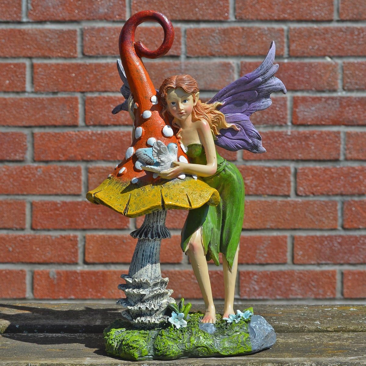 Fairy Mushroom & Bird Indoor Outdoor Décor Sculpture Fairy Pixie Gnome Fantasy