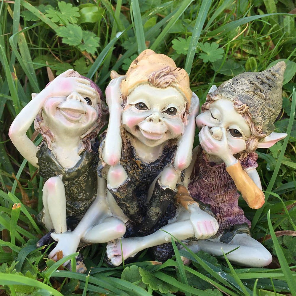 Pixie Hear, See, Speak No Evil Figure Home Or Garden