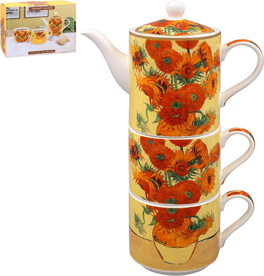Vincent Van Gogh China Tea for 2 Set Sunflower Pattern