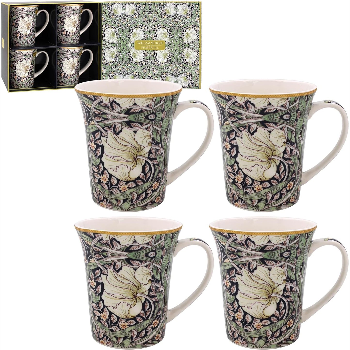 William Morris Pimpernel Mugs Set of 4 Boxed The Leonardo Collection