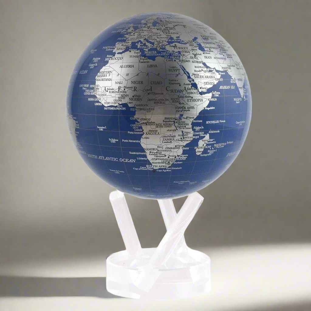 MOVA globe Blue & Silver 4.5" Globe on stand