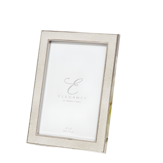 Elegance Nickel Plated Cream Faux Shagreen 4 x 6 Frame