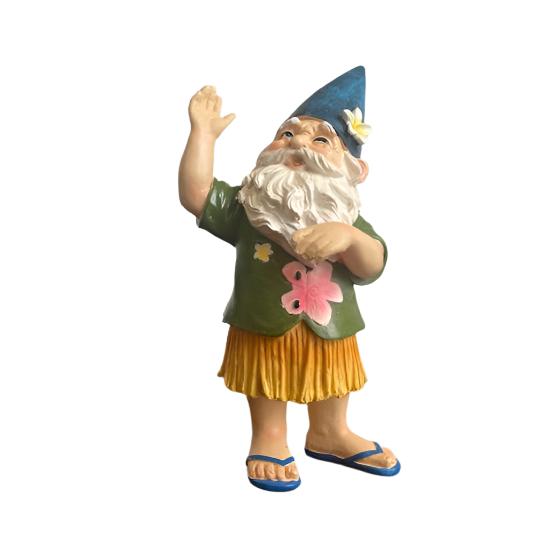 Gnome On Holiday With Hula Skirt Comical Garden Décor - Present Days