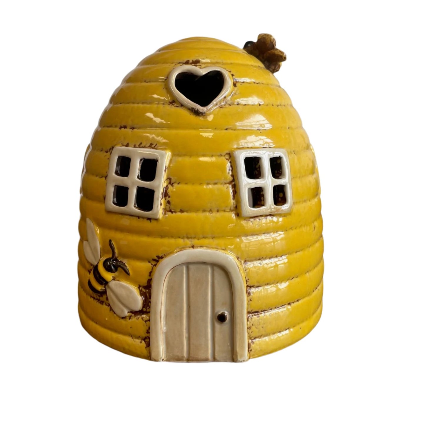 Yellow Beehive Dome Tealight Holder Village Pottery