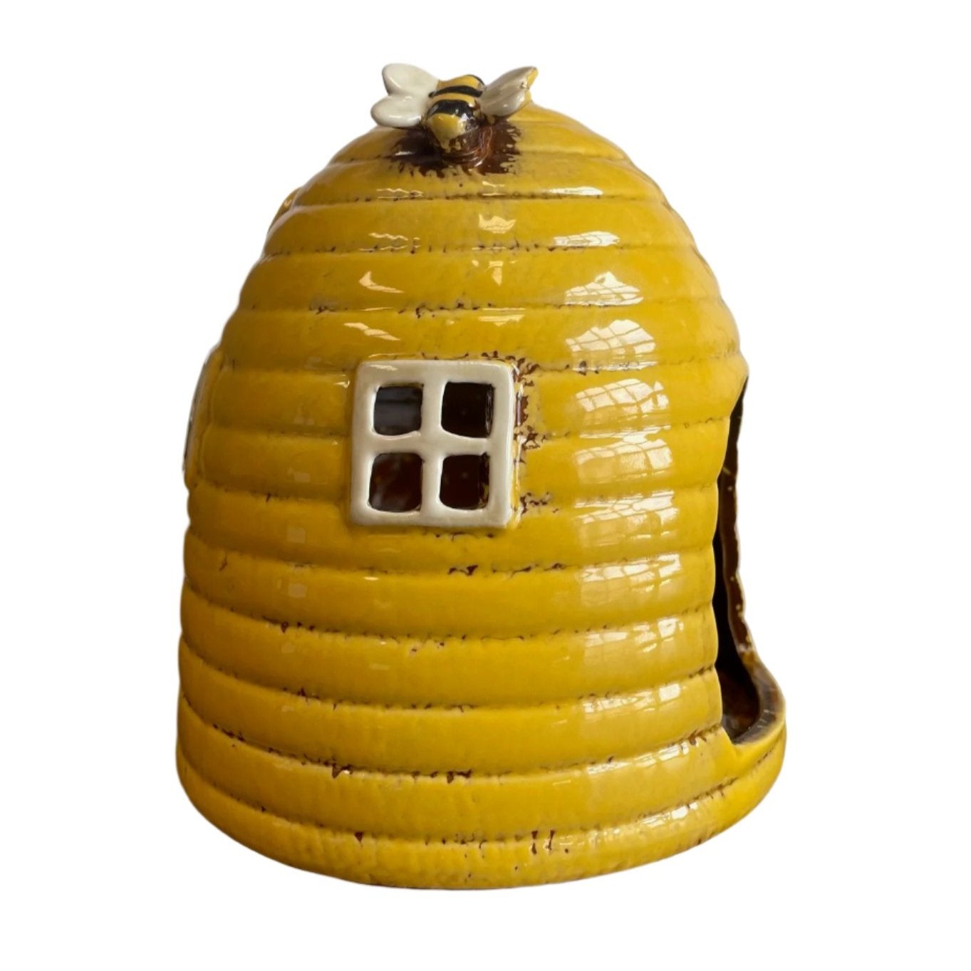 Yellow Beehive Dome Tealight Holder Village Pottery