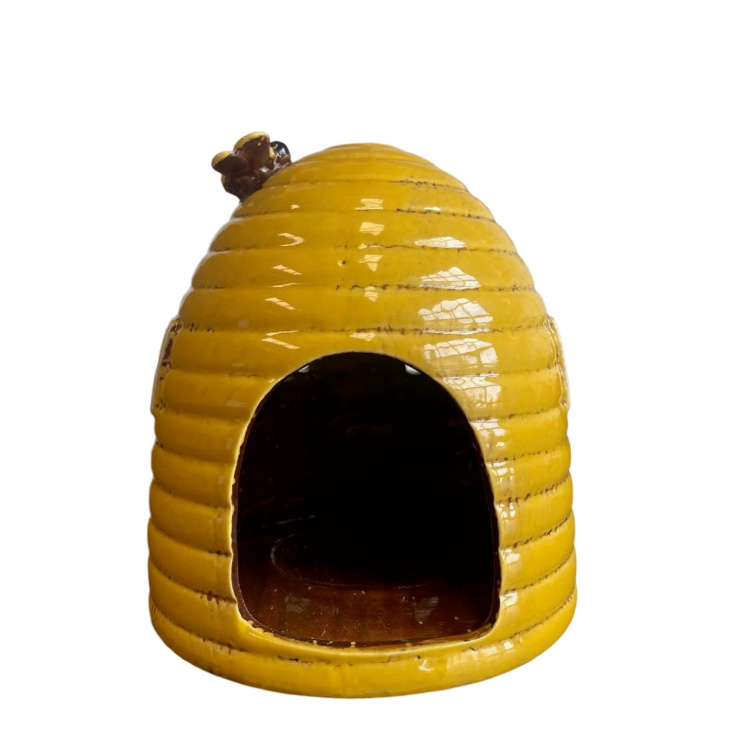 Yellow Beehive Dome Tealight Holder Village Pottery