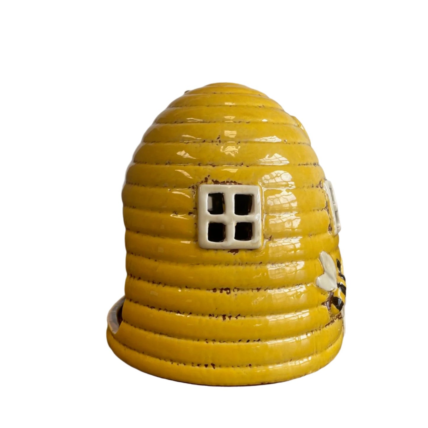 Yellow Beehive Dome Tealight Holder Village Pottery