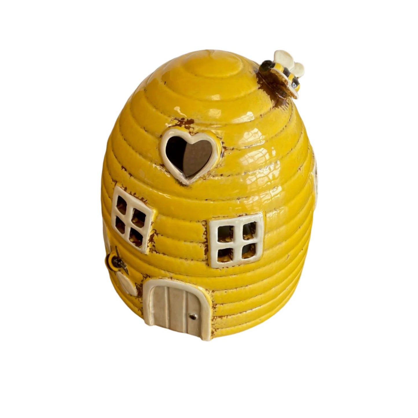 Yellow Beehive Dome Tealight Holder Village Pottery