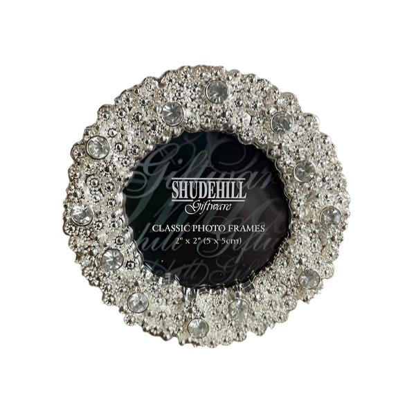 Set Of 3 Diamanté Silver Mini Photo Frames