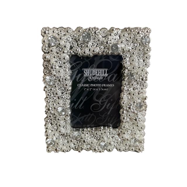 Set Of 3 Diamanté Silver Mini Photo Frames