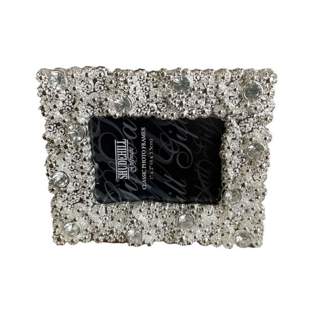 Set Of 3 Diamanté Silver Mini Photo Frames